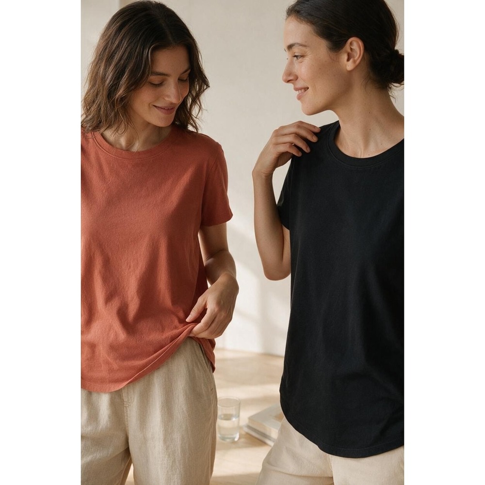 2-Pack of Madewell Women Sz M Short Sleeve Crewneck T-Shirt Black Orange #365H